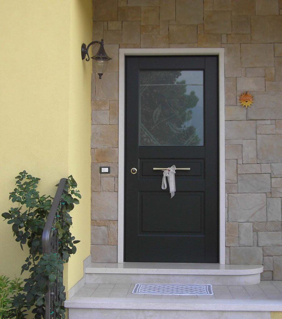 A photo of a fortified and secure front door.