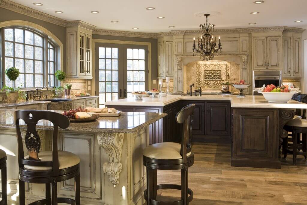 A photo of an elegant kitchen in a luxury home.
