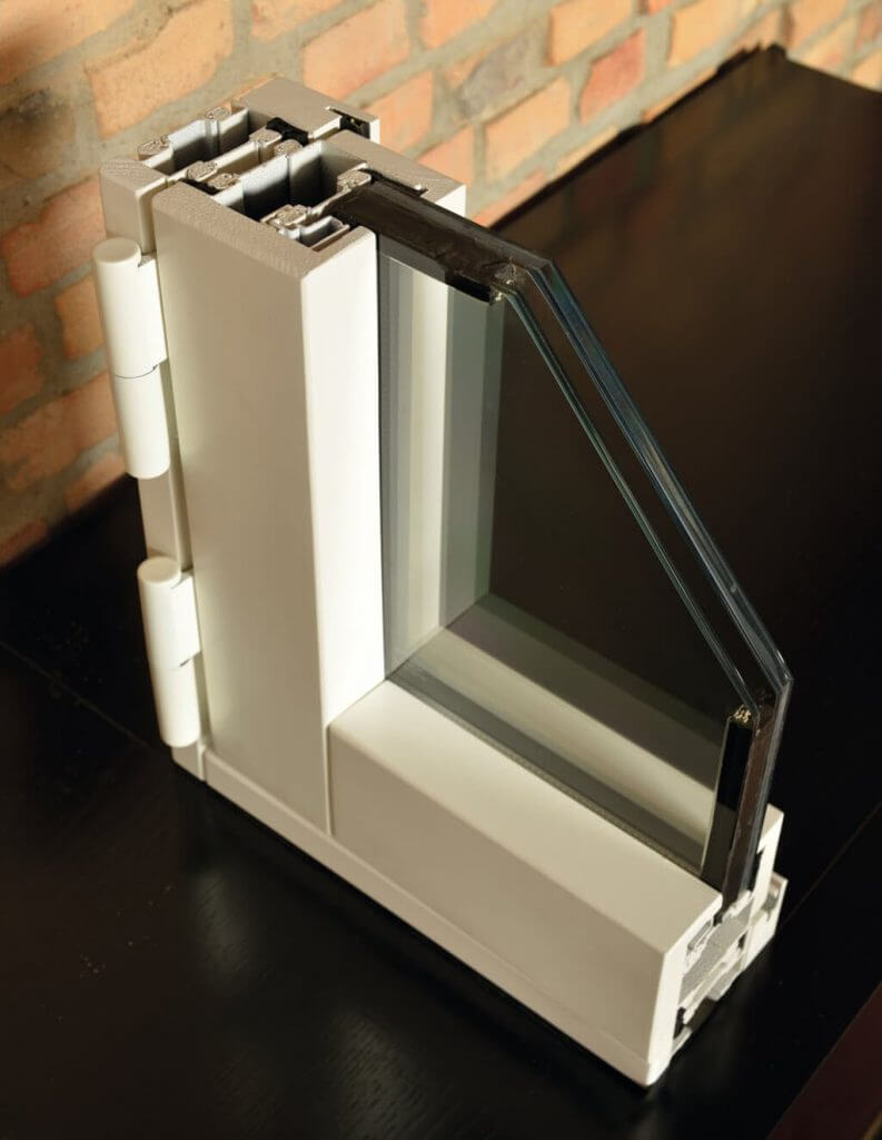 A close-up photo of an FBS high security window sample in white.